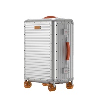 Valise trolley grande capacité rétro en alliage aluminium-magnésium avec roues pivotantes, tailles 20 et 24 pouces, serrure TSA, pour voyage