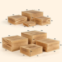 Lot de 8 supports de buffet en bois de pin, présentoirs alimentaires en cubes emboîtables multi-tailles pour table de buffet et traiteur, rehausseurs de nourriture pour buffet