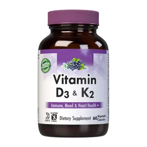 Cápsula OEM de vitamina D3 y K2, vitaminas aptas para veganos, 100 mcg de vitamina K2 (), fortalece la función inmune de los huesos del corazón