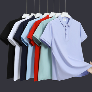 Polo de Manga Corta Azul Claro para Hombre, Diseño de Botones de Color Sólido, Largo Regular, Estilo Casual Elegante, Tela Oxford Transpirable - Product Image 4