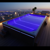 Piscine rectangulaire à fonction de massage en acrylique écologique 2025, unilatérale, 4,2 mètres de large, longueur illimitée, extérieure, sur le toit