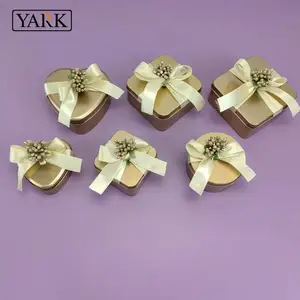 Benutzer definierte Hochzeit Candy Cookie Tin Box Blechdosen Quadrat Runde Herzform Gold Metall Weißblech Box