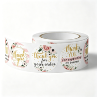 Autocollants ronds de remerciement, étiquettes adhésives florales de remerciement pour l'emballage de cadeaux, les mariages et la fermeture des colis pour petites entreprises