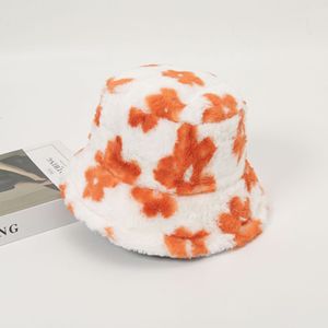Furry Warm Floral <span class=keywords><strong>Print</strong></span> Bucket Hat Sombrero de cubo de invierno Gorras de pescador <span class=keywords><strong>Vaca</strong></span> Impreso Felpa Bucket Hat Mujeres Hombres - Product Image 4