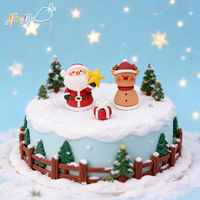 Decoraciones Comestibles de Azúcar Hechas a Mano al por Mayor, Mini Figuras 3D de Santa Claus y Renos para Decorar Pasteles Navideños