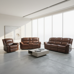 Sofá <span class=keywords><strong>Reclinable</strong></span> Extensible en Oferta para Cine en Casa y Uso en Hoteles, Sofá <span class=keywords><strong>Reclinable</strong></span> Manual 321 con Consola, Muebles de Cuero Sintético - Product Image 4