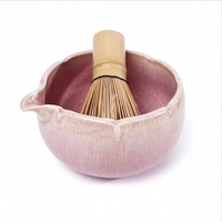 Ensemble de matcha japonais personnalisé rose, poudre de thé vert, 7 pièces, fouet en bambou, bols, ensemble de matcha pour le thé, le café, ensemble de fouet à matcha