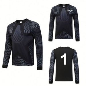 Camiseta de Portero de Fútbol Negra en Oferta, Uniformes Deportivos de Fútbol Baratos al por Mayor de Alta Calidad, 100% Poliéster de Secado Rápido - Product Image 1