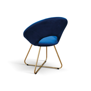 Juego de 2 sillas Iris de terciopelo azul con base de metal para sala de estar interior - Product Image 3