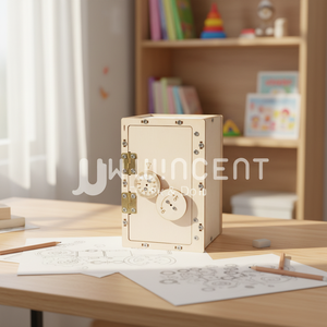 Coffre-fort en bois 3D personnalisé à monter soi-même, kit scientifique STEM, tirelire mécanique à code, modèle en contreplaqué, jouet, vente en gros usine - Product Image 4