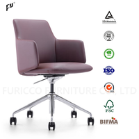 Chaise de bureau pivotante moderne à dossier bas en cuir PU, vente en gros de l'usine de Foshan, garantie 5 ans pour les salles de conférence et bureaux