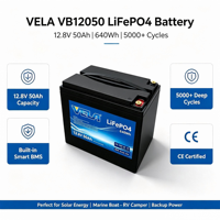 Аккумулятор LiFePO4 класса А, 12.8В 50Ач, 5000 циклов, глубокий цикл, BMS, с отключением при низкой температуре, для солнечных систем, автодомов, морского применения