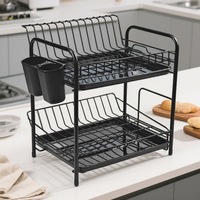Égouttoir à vaisselle double couche en fer pour cuisine, support de rangement multifonctionnel pour tasses, bols et baguettes, non pliable, minimaliste