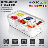 Plateau de service alimentaire compartimenté avec couvercles, boîte à collation empilable pour épices et fruits avec 6 petits compartiments, bacs de rangement en plastique