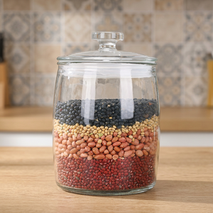 Bocaux de rangement en verre épais contemporains, grande ouverture, 2L-20L, étanches et anti-humidité, pour aliments secs et riz, vente en gros - Product Image 1