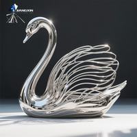 Sculpture de cygne élégante en acier inoxydable - Art abstrait moderne pour la décoration paysagère extérieure