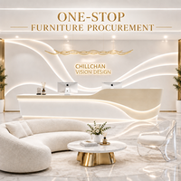 Bureau de réception commercial en bois massif au design minimaliste moderne avec éclairage LED et finition écologique pour bureaux et magasins
