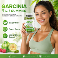 Complément alimentaire OEM Garcinia Cambogia 3 en 1 sans sucre, bonbons gélifiés, café vert, cétone de framboise, antioxydant naturel pour la gestion du poids