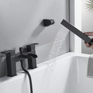 BM001BL doppio manico ponte montato vasca da bagno rubinetti miscelatore, doccia a cascata - Product Image 2