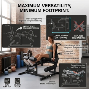 Máquina de extensión de piernas sentado de 6 posiciones para propietarios de gimnasios, estación de entrenamiento 2 en 1 para <span class=keywords><strong>curl</strong></span> de piernas acostado - Product Image 4