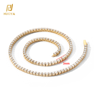 Collar de cadena de tenis NUOYA de moissanita, de acero inoxidable, pasa la prueba del diamante, estilo Iced Out, joyería hip hop, regalo para mujer - Product Image 6
