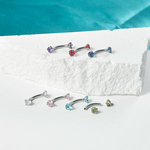 Anneau de sourcil en acier chirurgical incurvé <span class=keywords><strong>Piercing</strong></span> Barbell CZ Stud Labret Lip Ring Earring Tragus Helix Rook <span class=keywords><strong>Bridge</strong></span> <span class=keywords><strong>Piercing</strong></span> Jewelry - Product Image 5