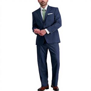 Business Suit for Men Single Breasted Regular Fit <b>Blazer</b> Trousers <b>Set</b> Anti-Static Breathable Material Formal Occasions Blue - Product Image 3