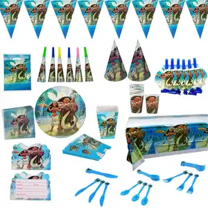 Conjunto de utensílios vaiana moana, conjunto descartável de talheres para festas infantis