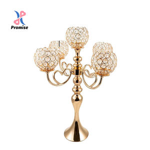 Versprechen Sie vergoldeten schmiede eisernen Kristall kerzenhalter für Hochzeits-und Geburtstagsfeier-Herzstück Romantische Tisch dekoration - Product Image 1