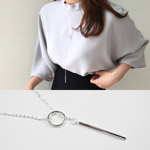 Collier de <span class=keywords><strong>chaîne</strong></span> géométrique en <span class=keywords><strong>argent</strong></span> sterling 925 collier de déclaration de cercle de verrouillage colliers cuboïdes longs pour les femmes - Product Image 3