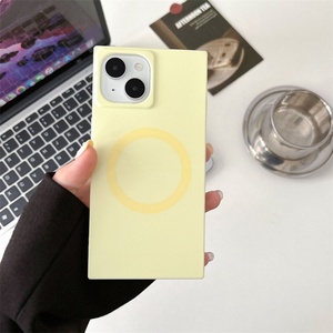 <b>Candy</b> Color Straight Edge Soft TPU Phone Case for iPhone 13 14 15 16 Pro Max Wireless Charging Strong Magnetic Shockproof Cover - Product Image 3