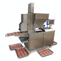 Presse à hamburgers automatique commerciale en acier inoxydable 304, plateau de 140 mm, convoyeur, production de 70-180 kg/h, moteur, pompe, roulement, multi-tension