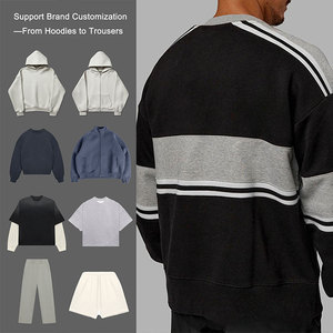 Custom Logo Embroidered Sweatshirt High Quality <strong>Men's</strong> Knitted Oversized <strong>Fleece</strong> Unisex Crewneck Gym Cotton Blank <strong>Jumper</strong> - Product Image 2