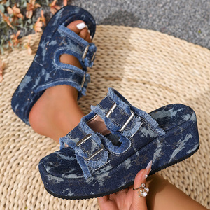 Sandali Casual Estivi da Donna 2026 con Tacco Lame, Fibbia in Denim e Suola Antiscivolo, Taglie Grandi, per Esterni - Vendita all'Ingrosso - Product Image 4