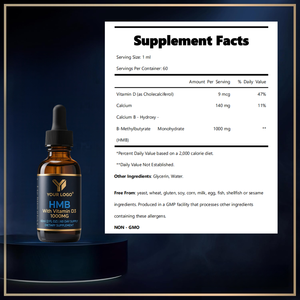 Beta-Hidroxi Beta-Metilbutirato (HMB) Personalizado con Calcio y Vitamina <span class=keywords><strong>D</strong></span>, 99% HMB-CA, Gotas Líquidas Orales Sin Ácido, Sin Lácteos, Para la Salud - Product Image 2