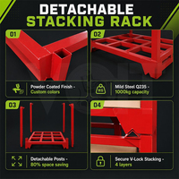 Rack de stockage industriel en métal pour palettes, capacité de charge 1000 kg, empilable