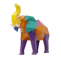 도매 고품질 현대 예술 낙서 코끼리 수지 조각 기하학적 다채로운 동물 장식 홈