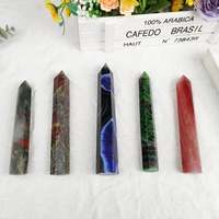 Vente en gros : Tour de cristal de guérison naturelle en agate et quartz, couleur vibrante, 15 cm de long, pour la méditation