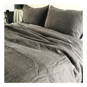 Rey tamaño de brown cama edredón almohada caso hoja de cama de lino conjunto de funda Nórdica - Product Image 2