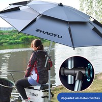 Parapluie de pêche d'extérieur grand format, épaissi, double couche, anti-UV, pliable, avec fonction bâton de marche, imperméable