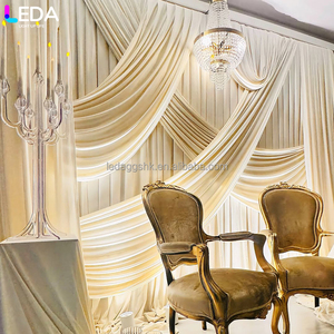 LEDA Weddings <b>Parties</b> <b>Backdrop</b> Decor Curtain Elegant White Silk Drapery Curtain <b>Backdrop</b> with Ribbon - Product Image 3