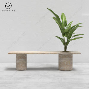 Table basse ronde en marbre de luxe italienne, design moderne de ferme avec accents en fer pour hôtel et salon de maison - Product Image 2