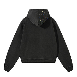Sweat à capuche surdimensionné pour homme, impression personnalisée, vente en gros, haute qualité, streetwear décontracté, sweat à capuche orné de strass - Product Image 4