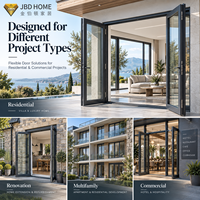 Porte-fenêtre moderne en aluminium et verre, double vitrage trempé transparent, résistante aux intempéries, pour chambre et appartement