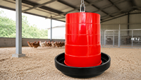 Mangeoire automatique pour poulets rouge et noire de 15 kg, suspendable, anti-gaspillage, pour élevage de poulets