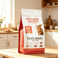 Sachet Doypack à fond plat à fermeture éclair sur huit côtés, imprimé sur mesure, en plastique, pour l'emballage d'aliments pour animaux de compagnie (chats et chiens)