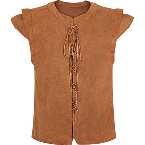 <span class=keywords><strong>Disfraz</strong></span> de pirata vikingo para hombre de Frontier Animation, camiseta de poliéster de talla grande, chaleco renacentista de Halloween, Cosplay en Stock - Product Image 2