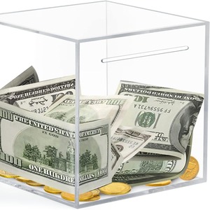 2026 New Acrylic Clear Piggy Bank for Adults Unopenable Handmade Box-shaped <strong>Money</strong> <strong>Jar</strong> - Product Image 5