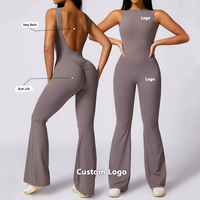 Combinaison de sport et yoga pour femme, personnalisée, effet galbant fessier, décontractée, amincissante, coupe bootcut longue, en Nylon Spandex, pour le fitness et les activités sportives