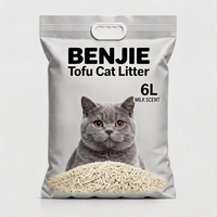 BENJIE 6L/10L/25L Litière pour chat en sable de tofu biodégradable, de qualité alimentaire, naturelle, jetable dans les toilettes, à contrôle d'odeurs supérieur, hautement absorbante et à absorption rapide